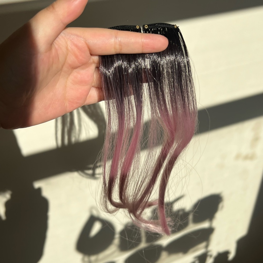 Ash pink color hair piece/wig hair clip